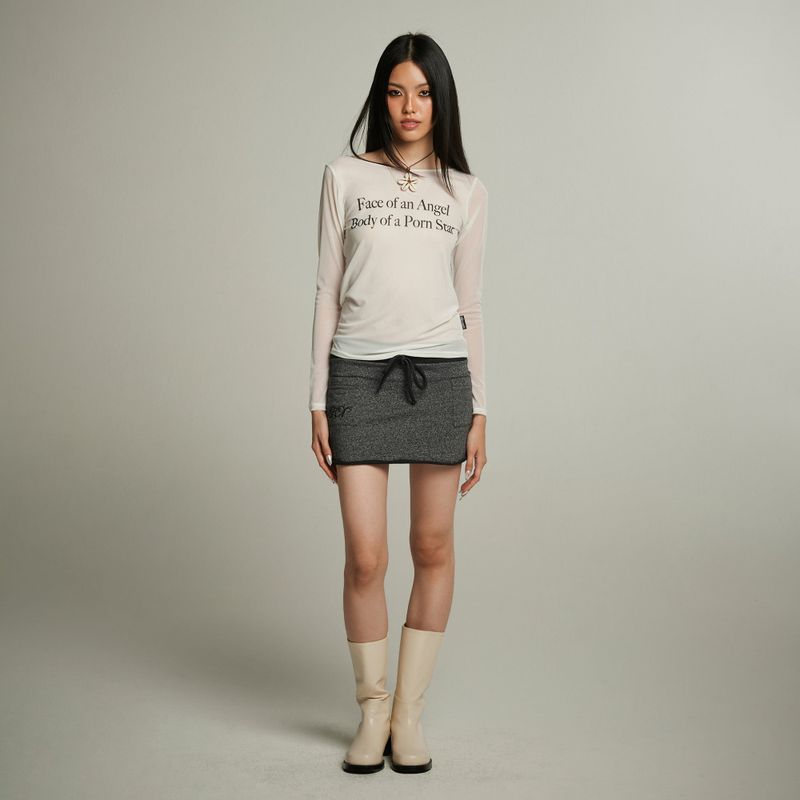 MESH TOP LONG SLEEVE_WHITE