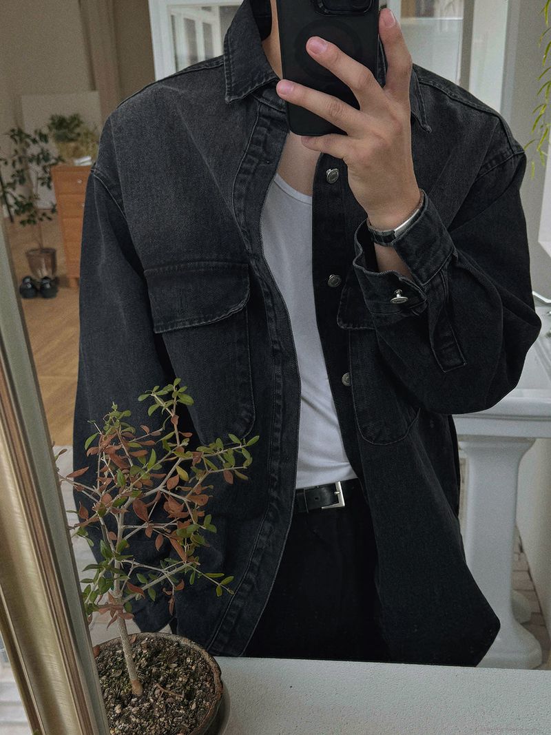 ASCLO Pocket Denim Shirt Jacket (2color)