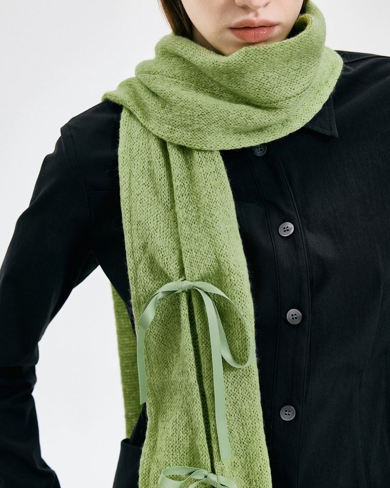Ribbon Tied Muffler _ GREEN