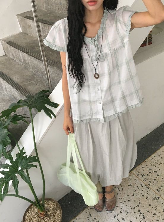 Honoka Pintuck Balloon Banding Midi Skirt