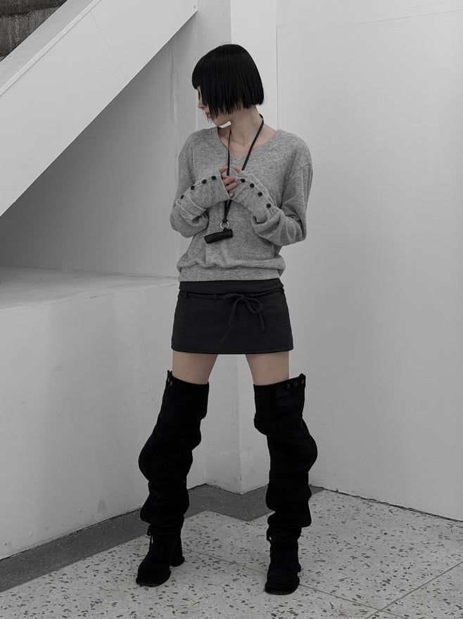 Zven Button V-Neck Knit