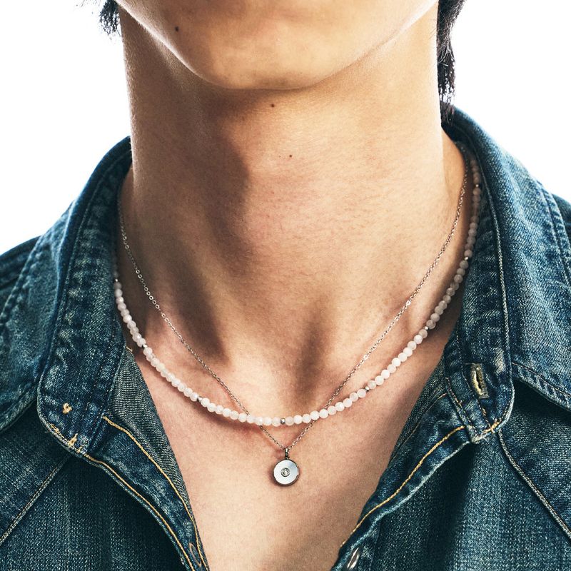 [SET] hyde moon stone & silver disk necklace
