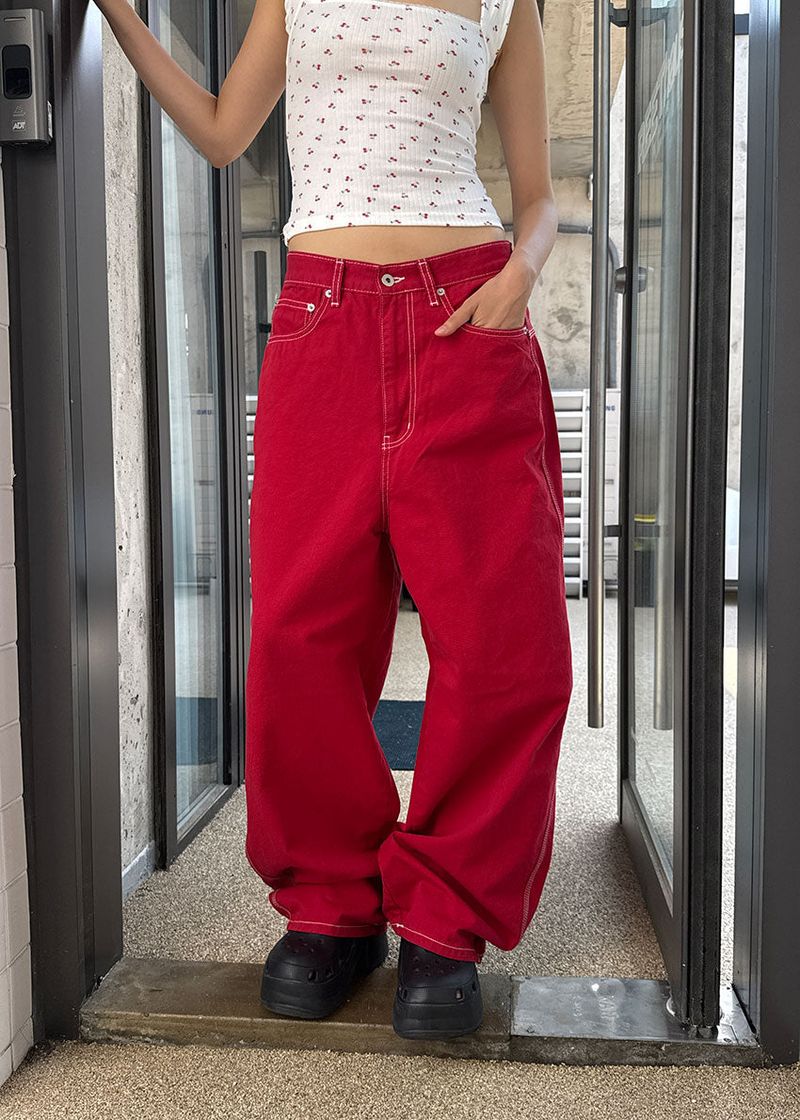 COLOR STITCH WIDE PANTS
