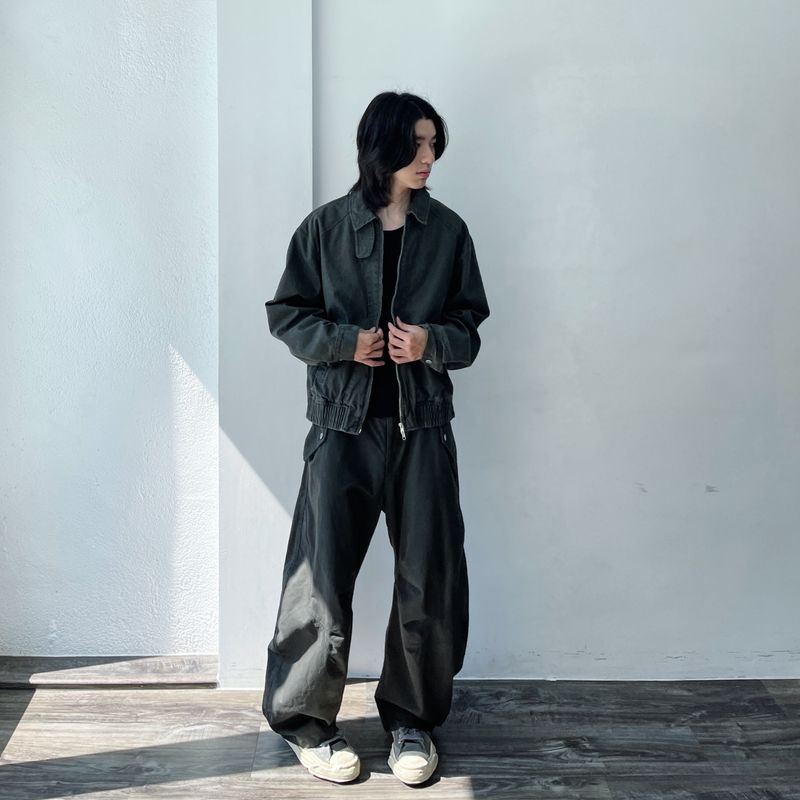 Texture Curved Harrington Jacket