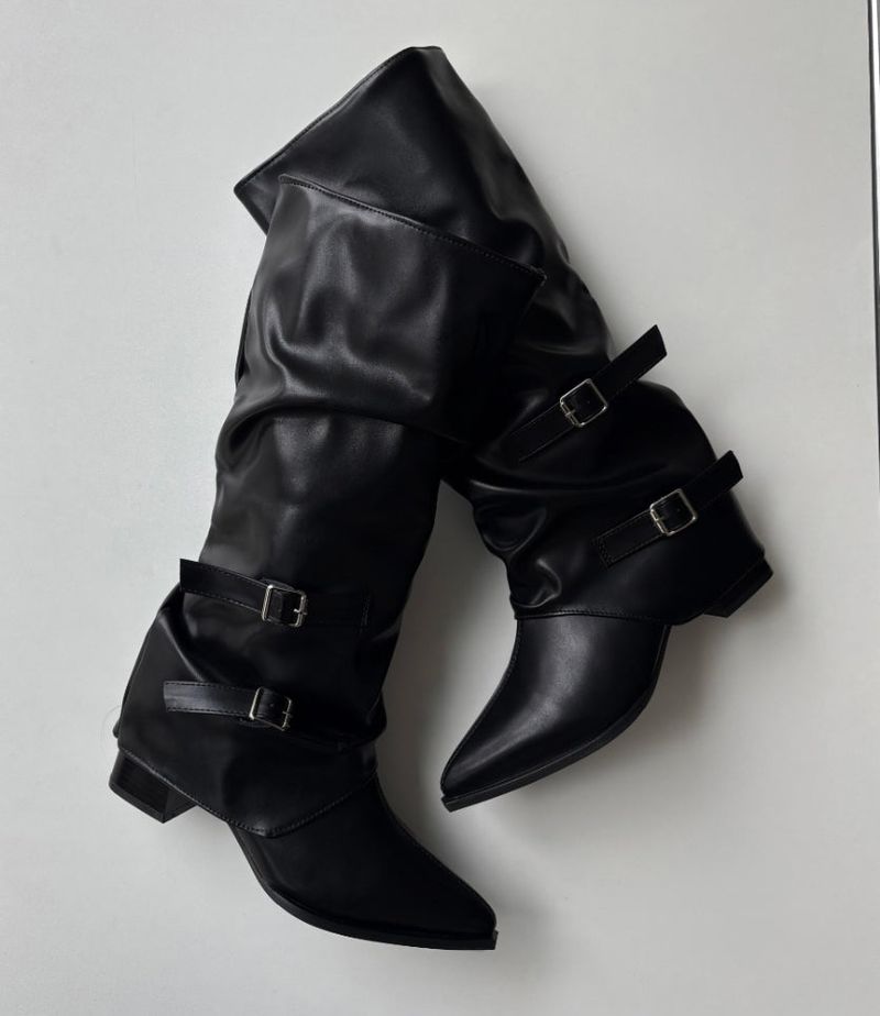 Unfold Leather Knee High Boots