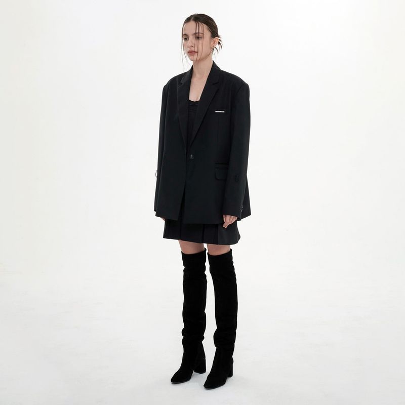 SLEEVE STRAP OVER FIT JACKET(BLACK)