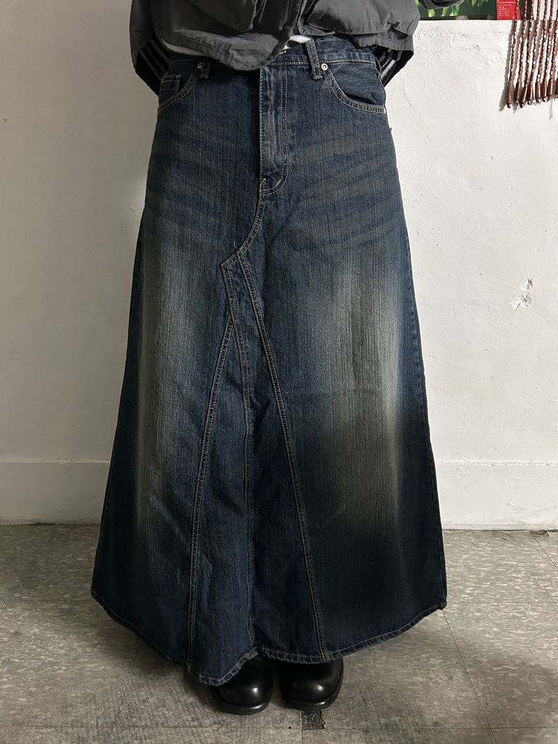 (2colors) bijou maxlong denim skirt