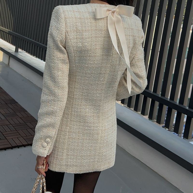 ribbon tweed dress