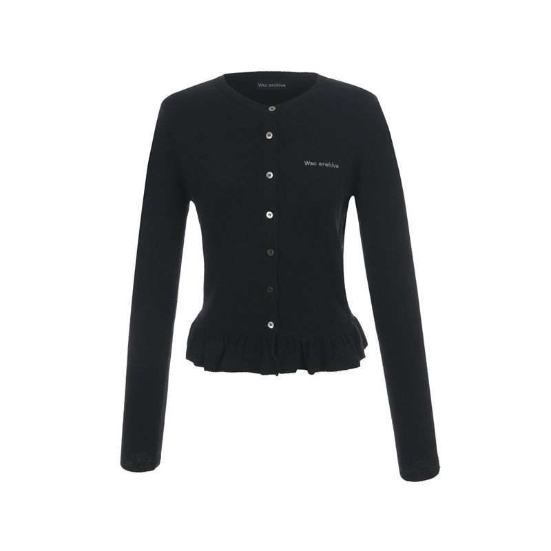Frilling knit cardigan 001