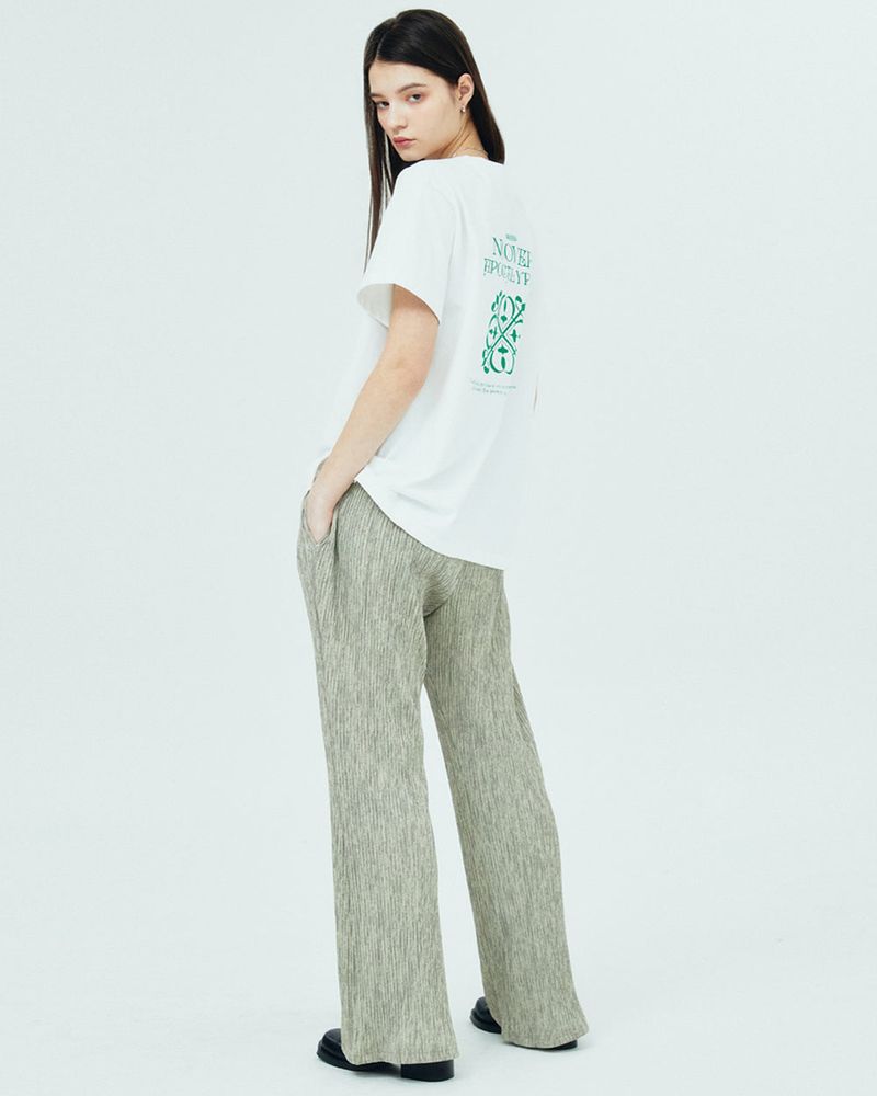 ROMAN TYPO PLEATS PANTS-BEIGE