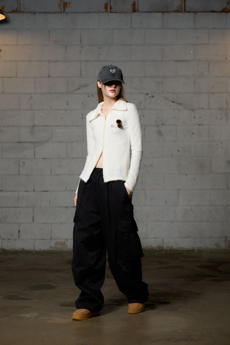 ARO WIDE CAGO PANTS / BLACK