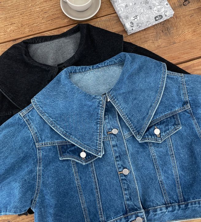 Milo Big Collar Crop Denim Jacket