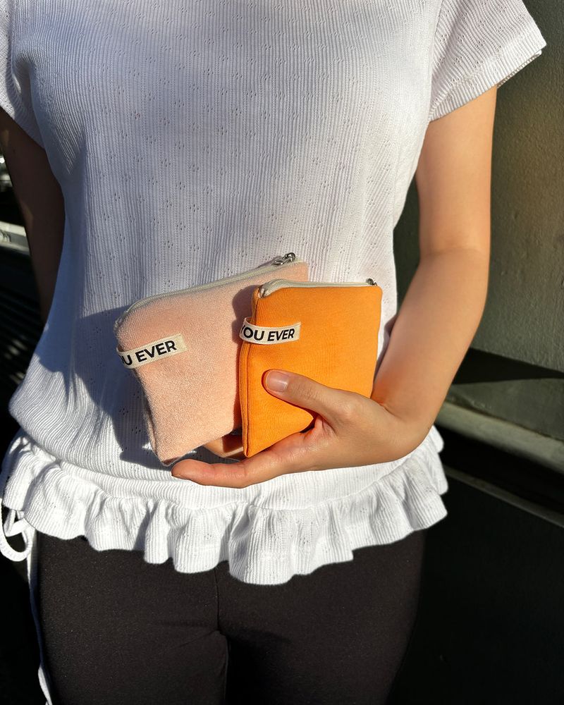 Vivid soft cotton flat pouch - orange , M size