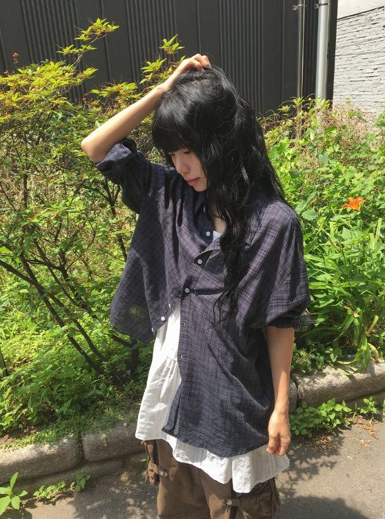 BAON（バオン）の「コメコ サマー オーバーフィット チェックシャツ（トップス）」