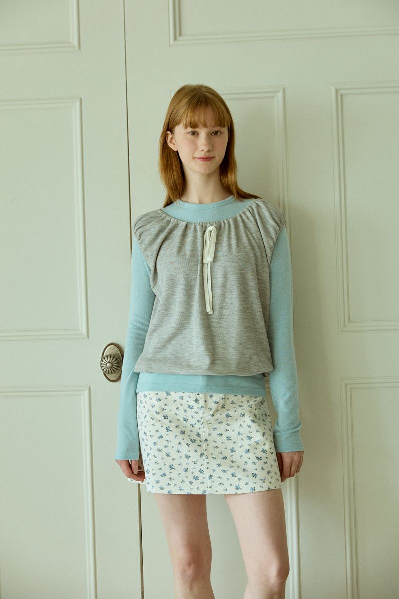 PINK PINEAPPLE（ピンクパイナップル）の「RIBBON SHIRRING TOP（Tops）」