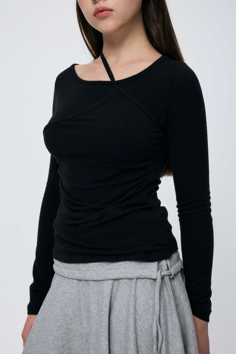 MUREN SHIRRING TOP / BLACK