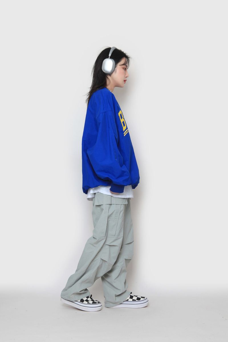 wide nylon cargo pants