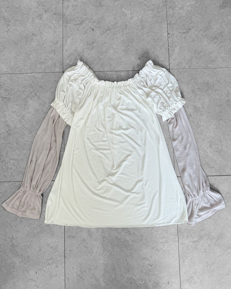 NAVI SHIRRING OFF-SHOULDER DRESS
