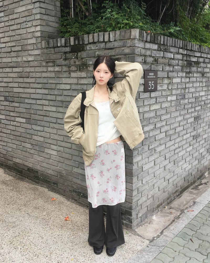 Flower chiffon skirt