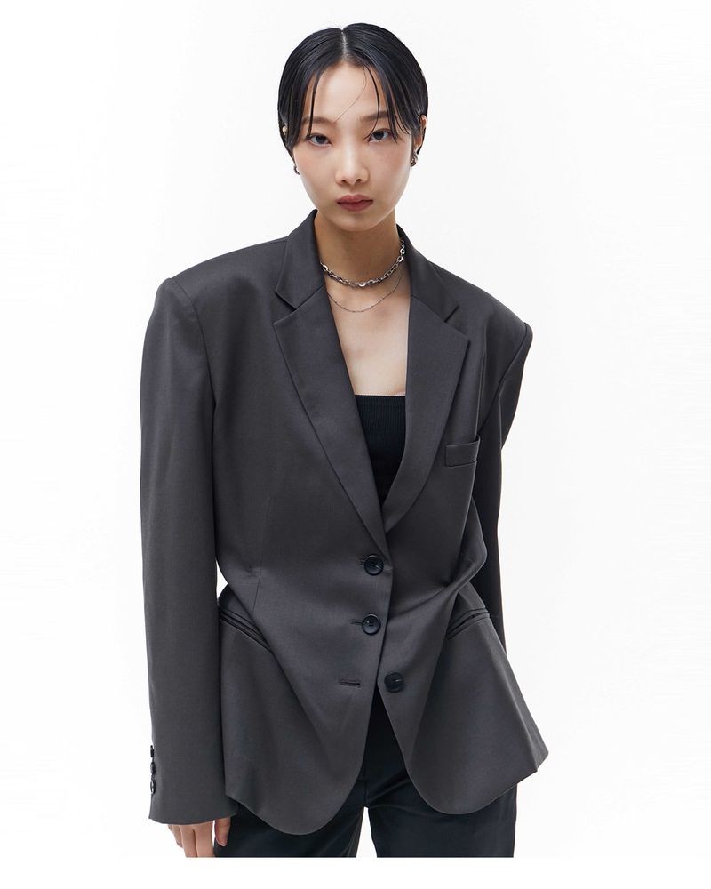 DOZI - Pinched Oversize Tailored Jacket _ DARK GREY