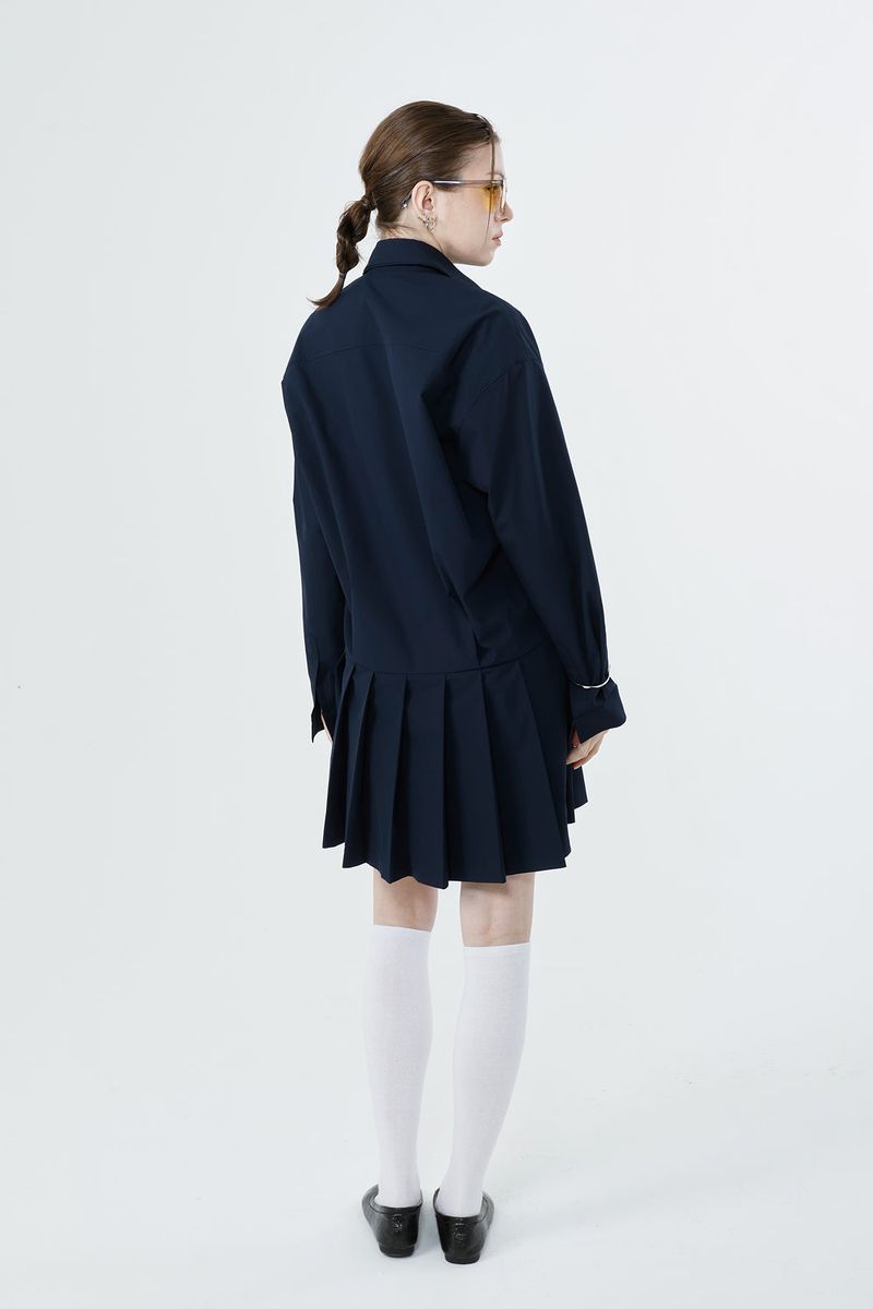 NEW LOW PLEATS DRESS_NAVY