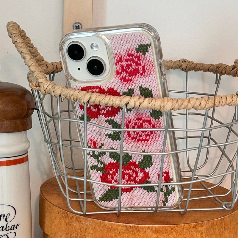 ROSES KNIT HARD JELL CASE_PINK
