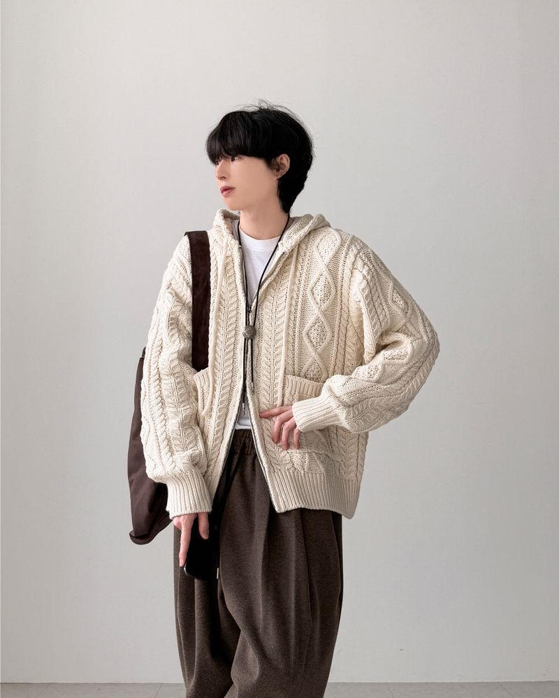 Dine Cable Knit Zip-Up