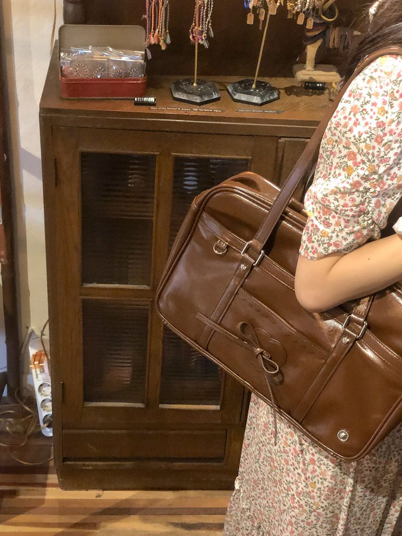 クラシックリボンスクールバッグ_vintage brown