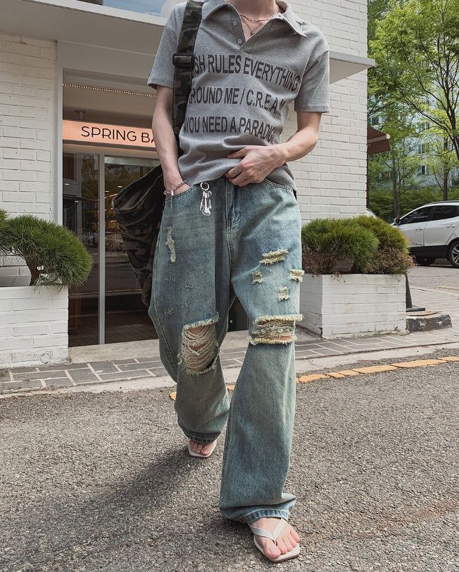 2PLAN（ツープラン）の「Kuda Damaged Wide Denim Pants（Pants）」