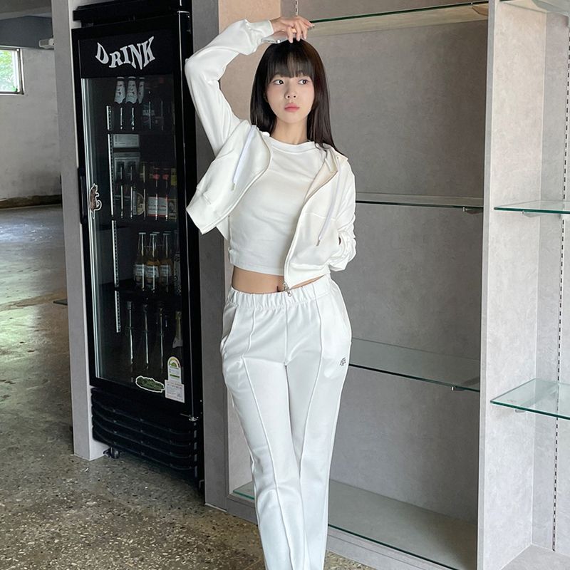 LOGO STITCH CROP HOOD ZIPUP