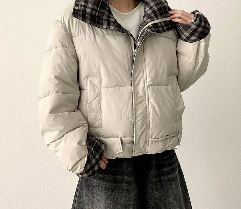 Pomi checkered lining padded jumper