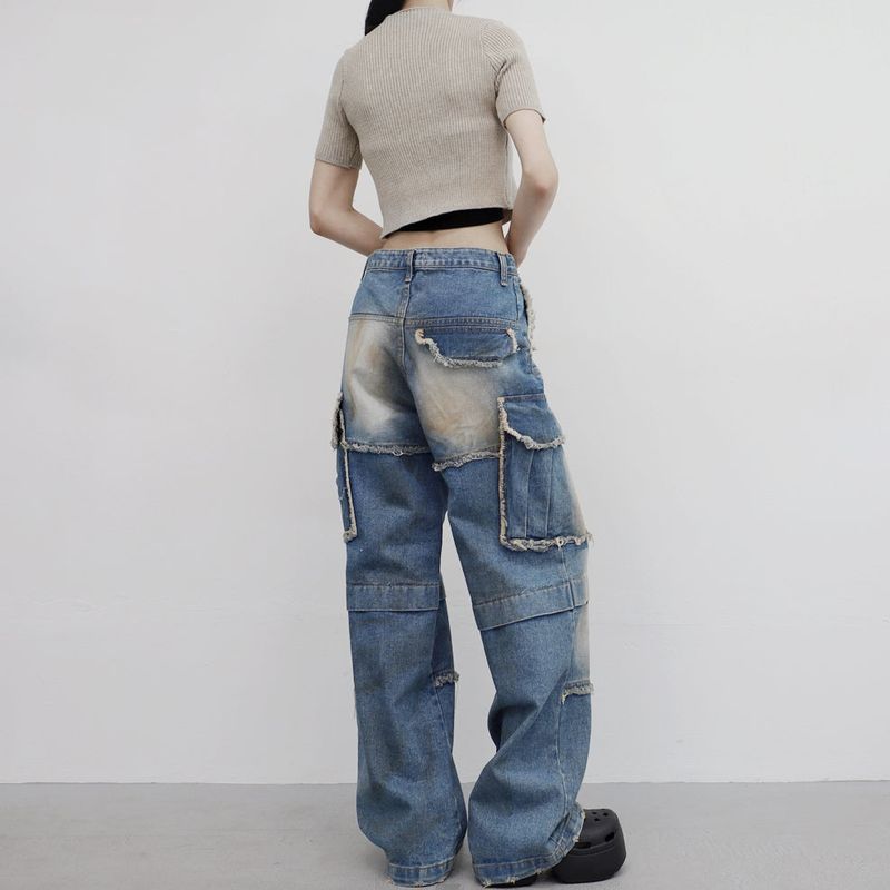 (Unisex) Bison Cargo Wide Denim