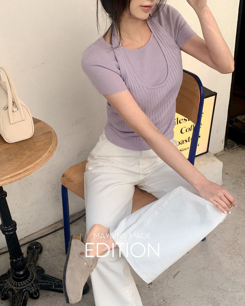 [MADE] Myun layered short‑sleeve knit