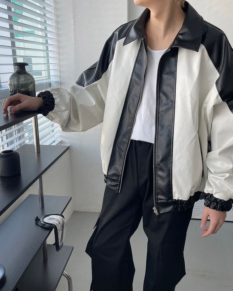 90's Coating Leather Jumper (2 colors)
