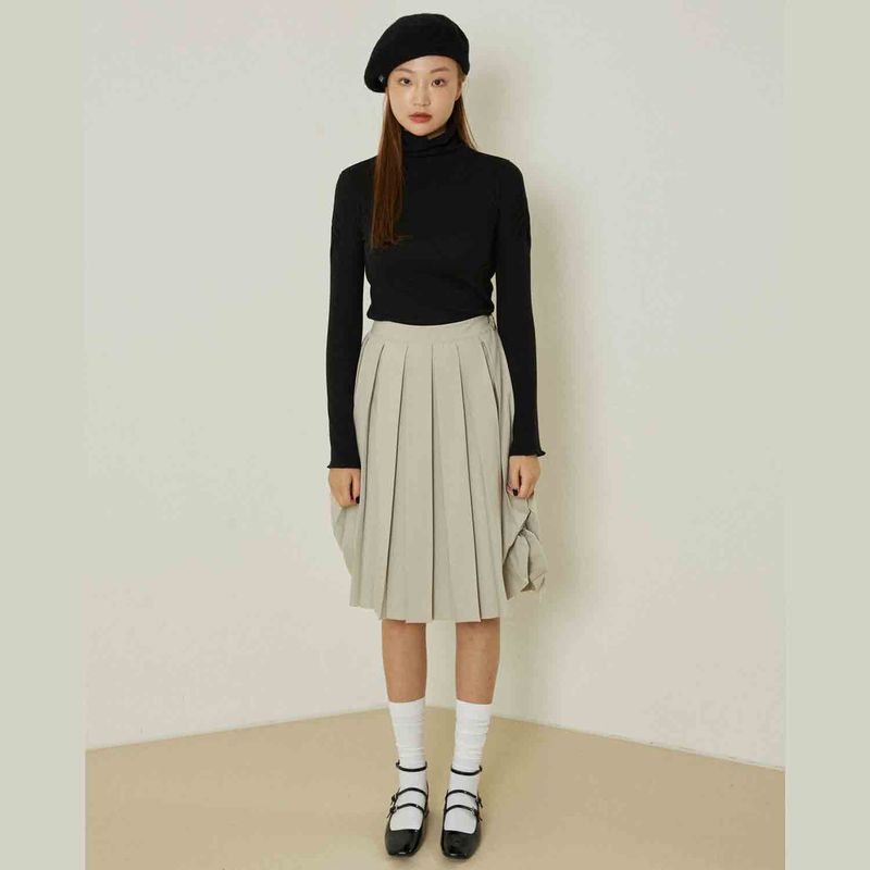 Ebony shirring turtleneck top (black)