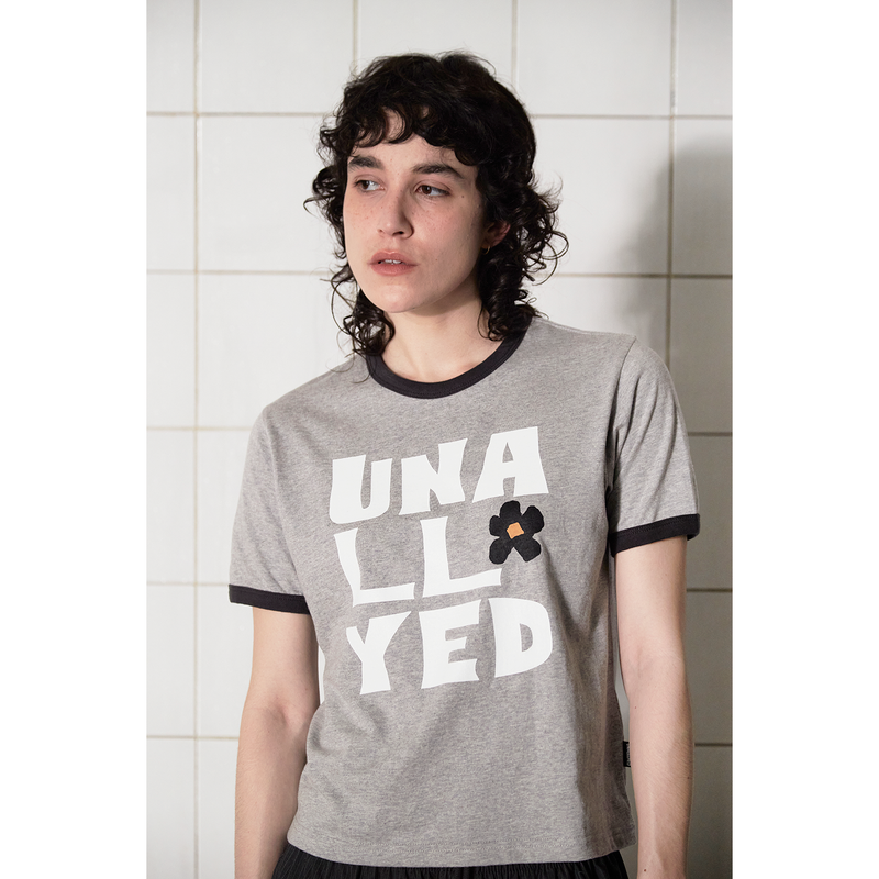 LOGO RINGER T SHIRT / GREY