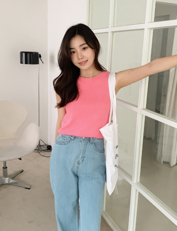 Plum Cotton100 Knit Sleeveles (4color)