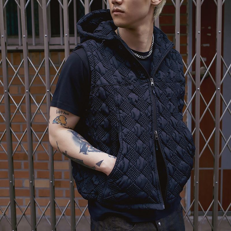 Ugly hooded zip vest / Black