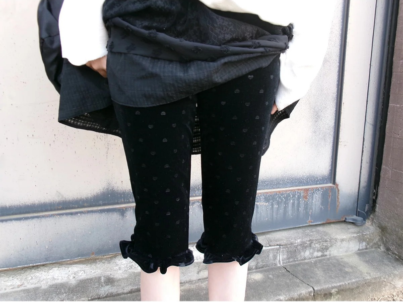 heart velvet leggings