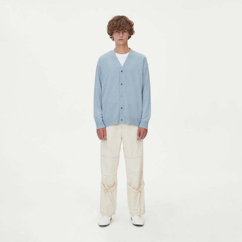 LAMBSWOOL V NECK CARDIGAN_SKY BLUE
