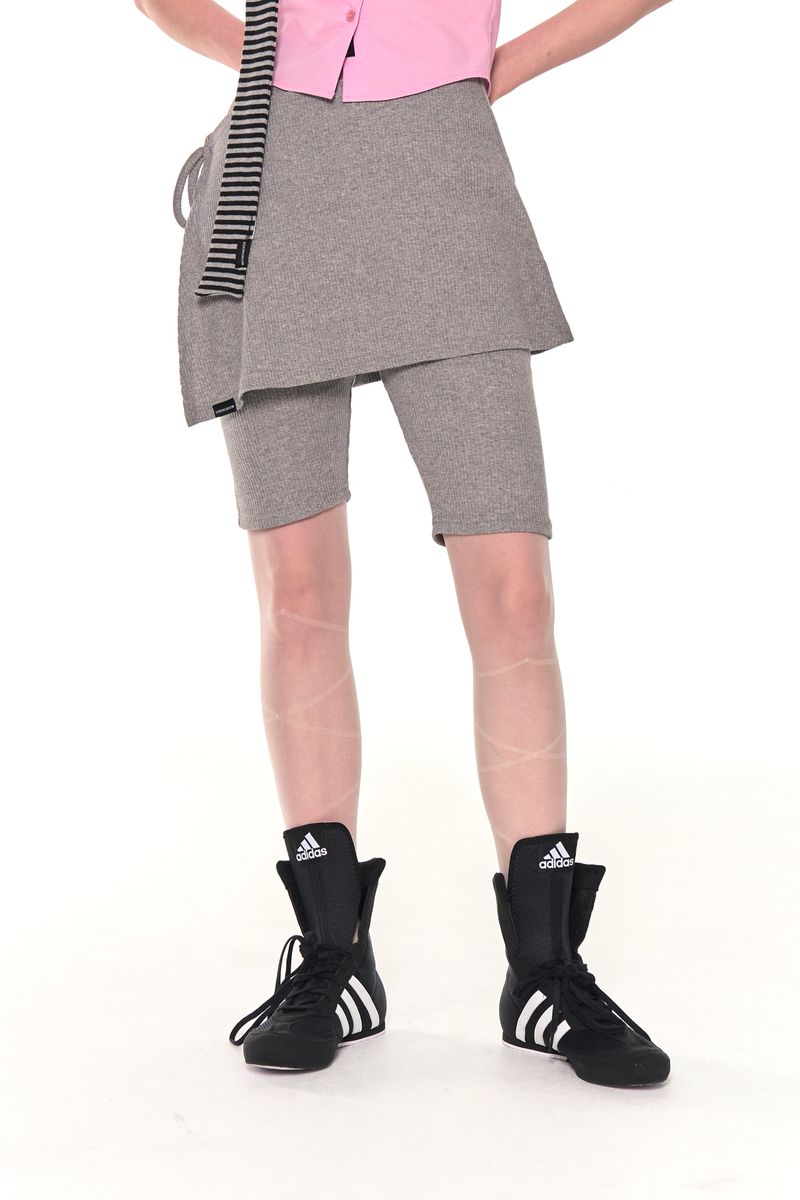 BIKER LAP SKIRT SHORTS (GRAY)