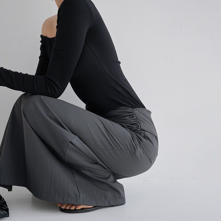 [Redlin] Wrap Shirred Long Skirt -2color