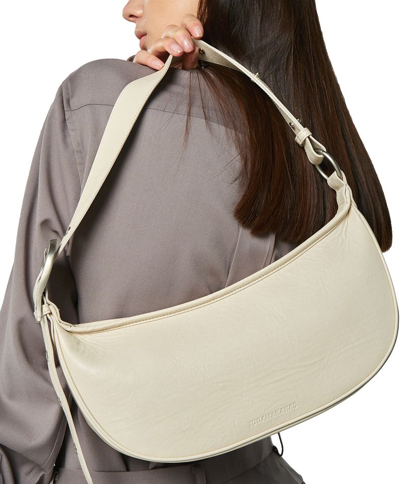 H-Buckle Soft Leather Hobo Bag (ivory)
