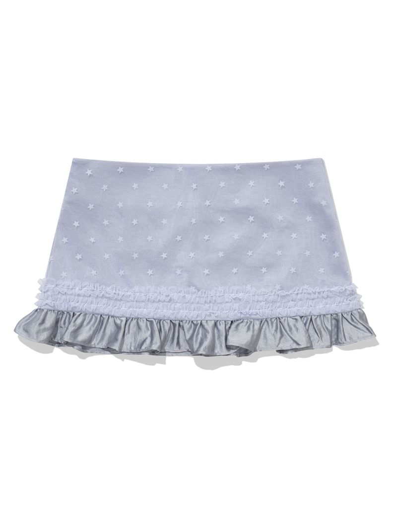 MESH STAR RUFFLE MINI SKIRT(BLUE)