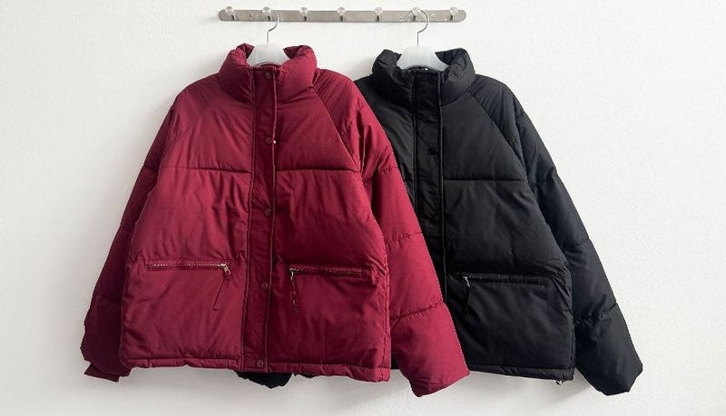  Ringf pocket zipper high neck padded jumper