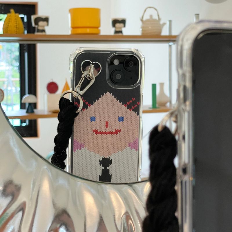 SMILEY FACE HARD JELL CASE - VER.2 (+HAIR KEYRING SET) - BLACK