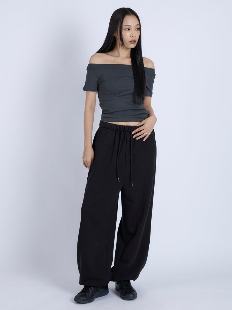 Off Shoulder Top, Charcoal