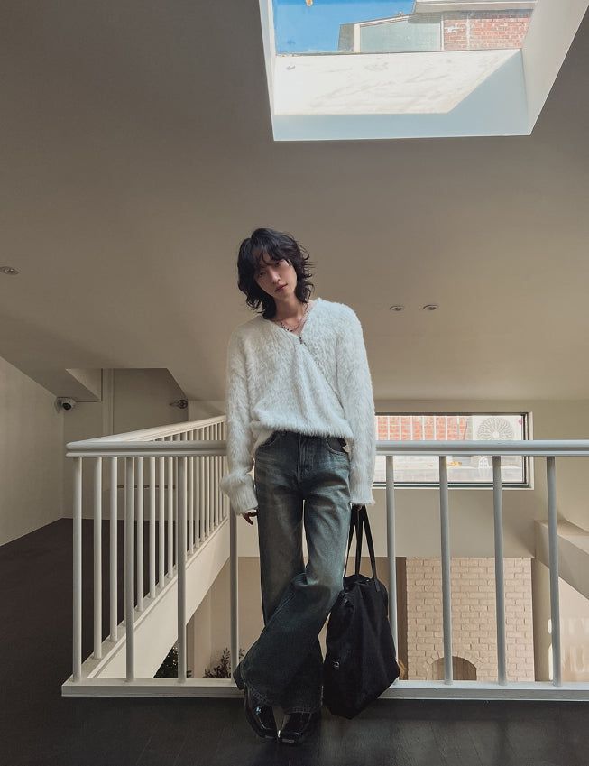 Growing cat washed bootcut denim