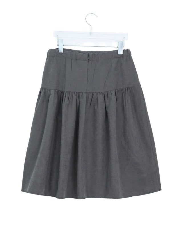 Lucier Button Pintuck Flare Midi Skirt