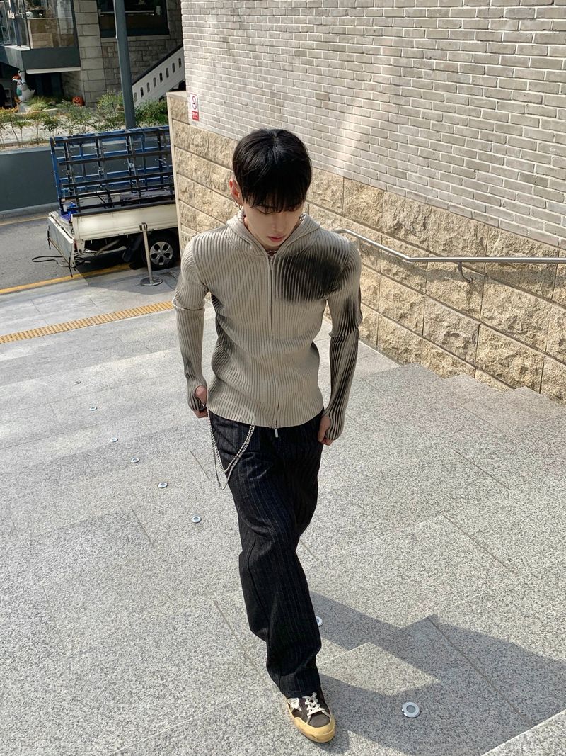 Kennen Spray Hooded Knit Zip-Up 2C